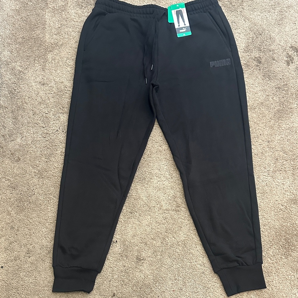 Puma Mens Drawstring Jogger Athletic Casual Black Elastic Waist Size XL NWT